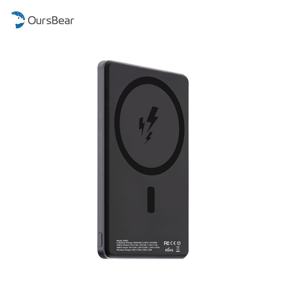 Hot Selling Mini Slim Ultra Thin Oem Power Bank 15w Magnetic Wireless Power Bank 5000mAh