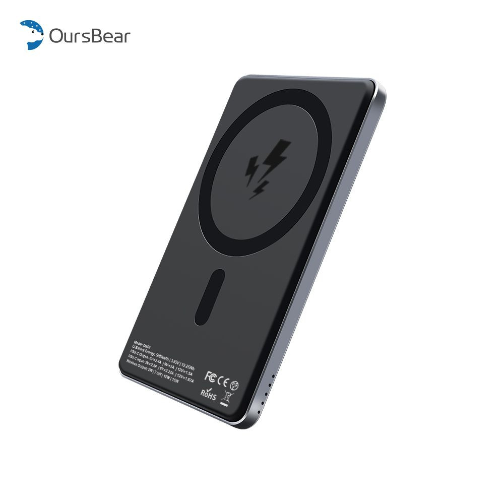 Hot Selling Mini Slim Ultra Thin Oem Power Bank 15w Magnetic Wireless Power Bank 5000mAh